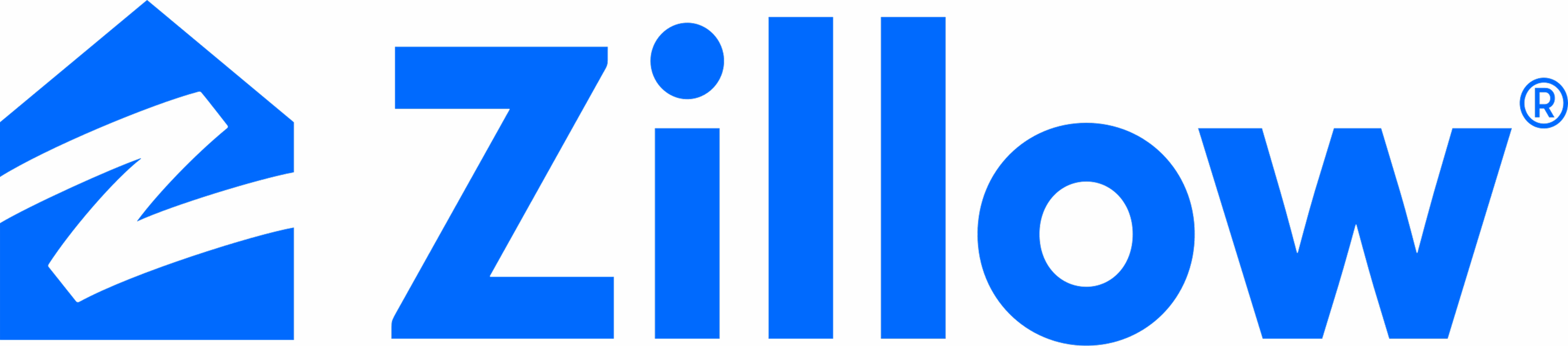 Zillow logo with blue house icon.